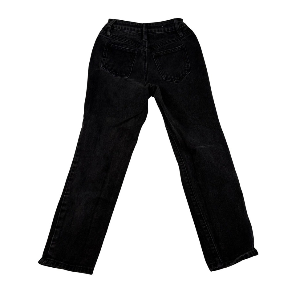 Rue21 Black Distressed Straight Leg High Rise Jeans Size 0 Frayed Denim